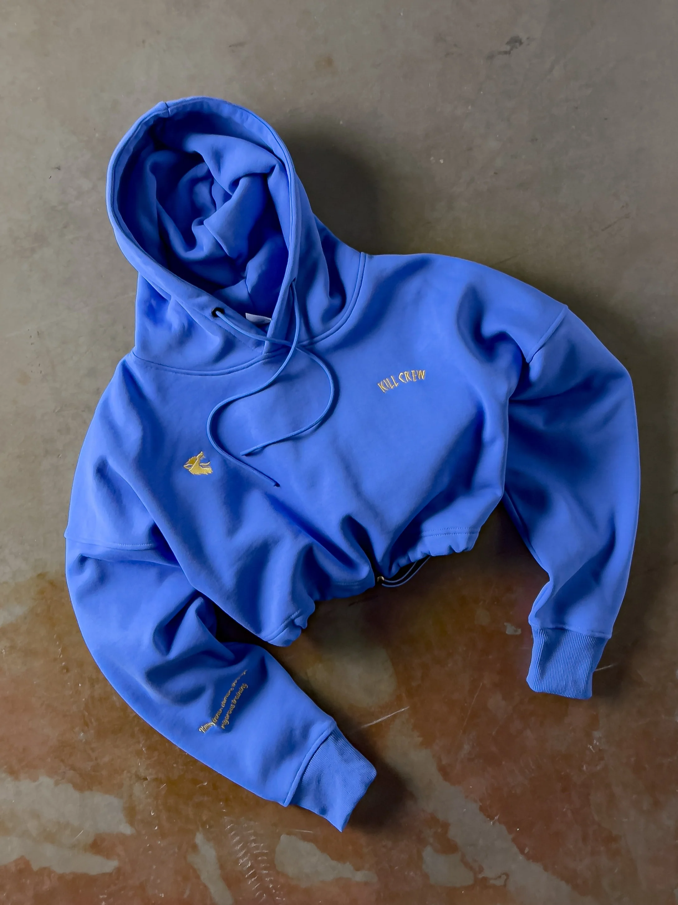 WOLF CROP HOODIE - BLUE - Image 4