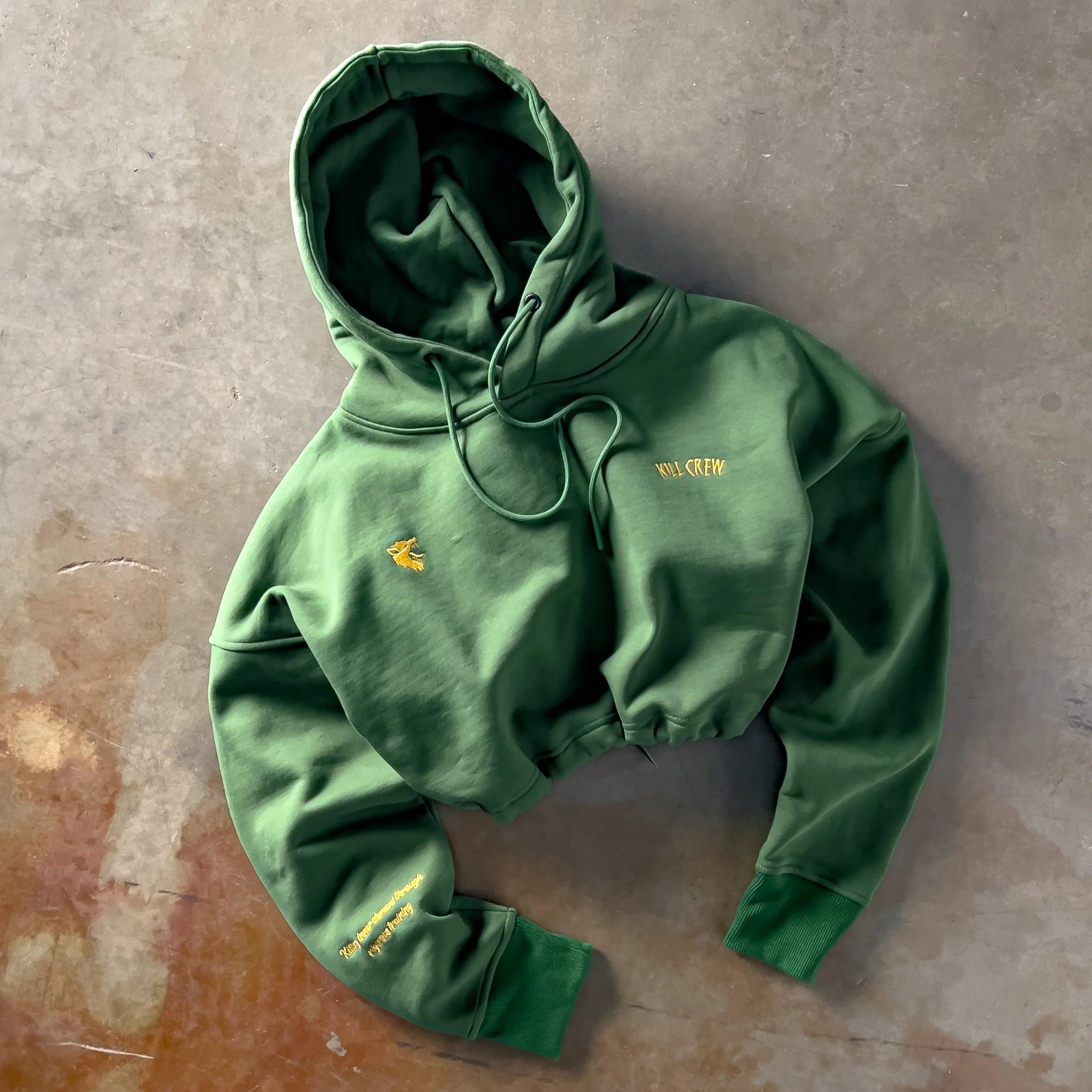 WOLF CROP HOODIE - GREEN - Image 4