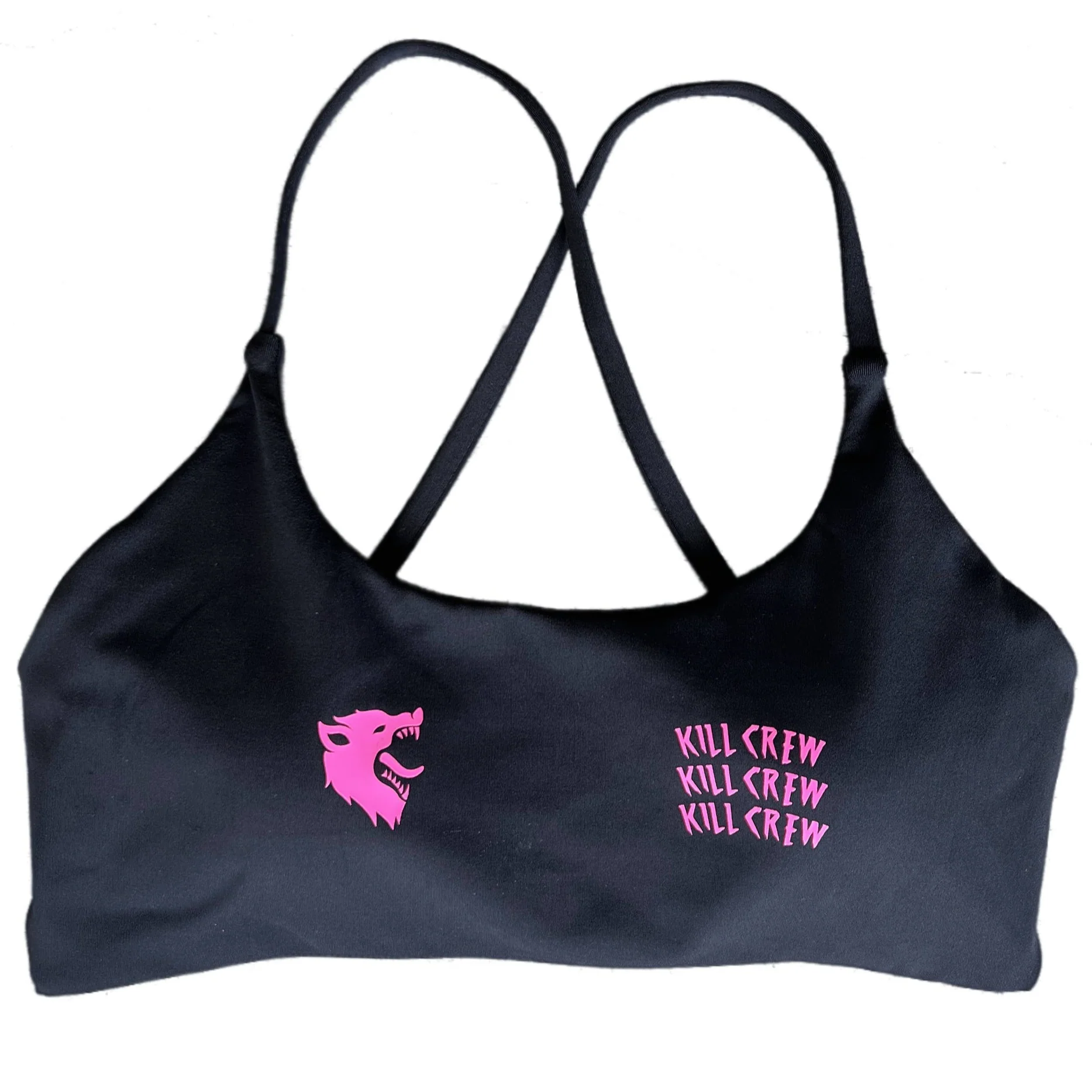 WOLF LOW SUPPORT SPORTS BRA -  BLACK / PINK - Image 3