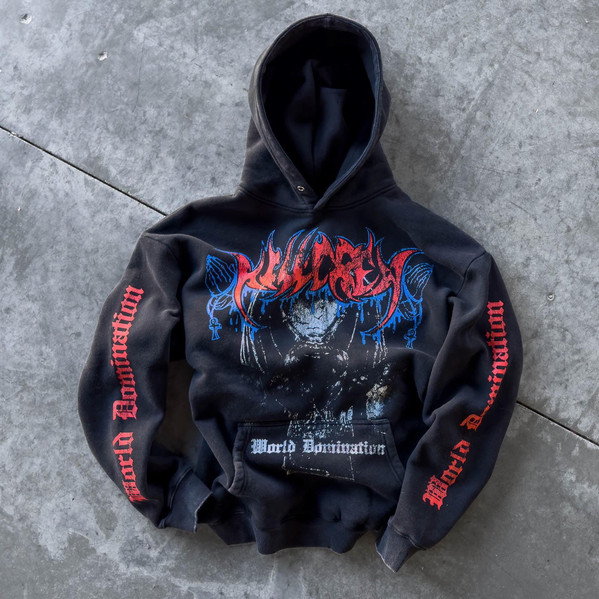 OVERSIZED LUX WORLD DOMINATION HOODIE - BLACK - Image 3