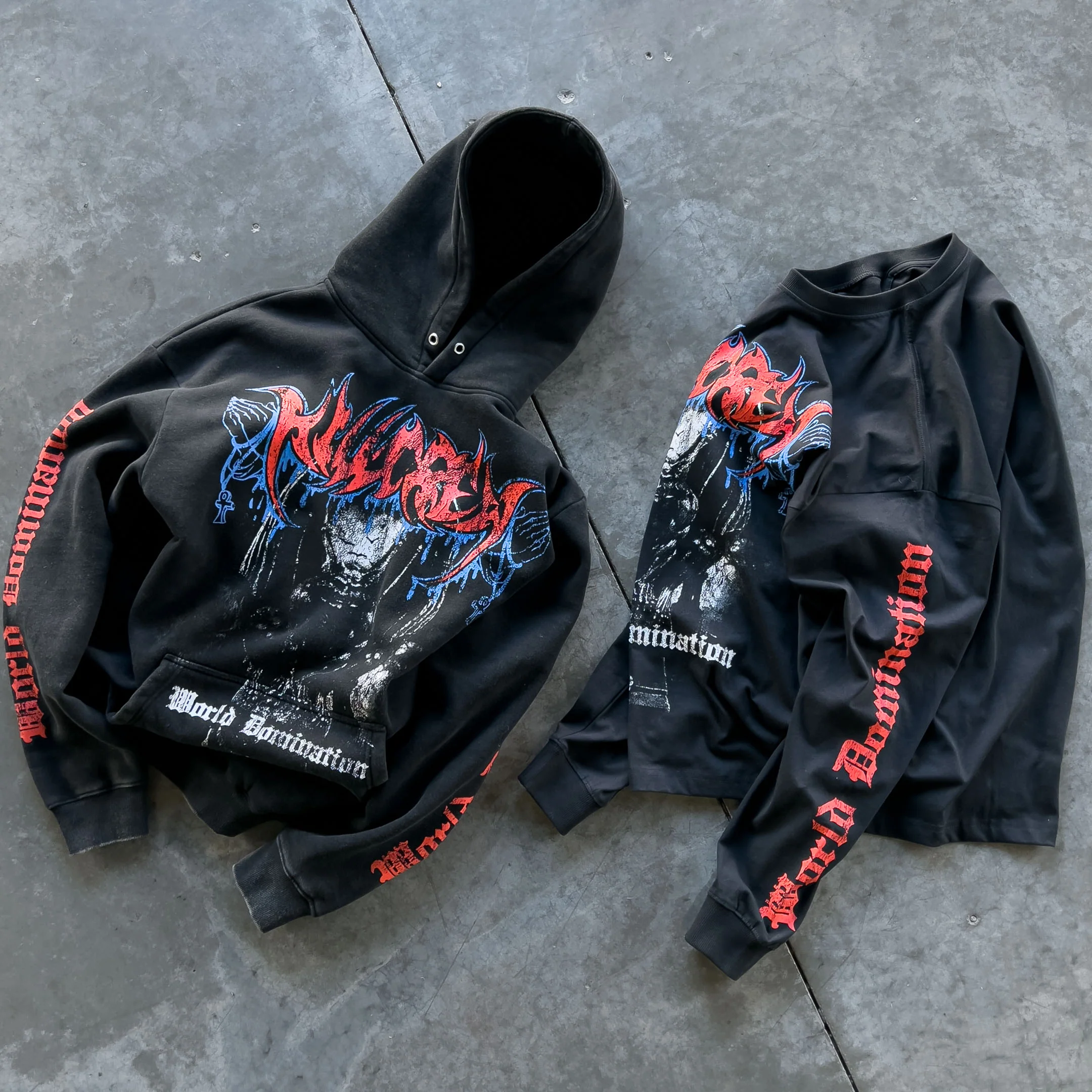 OVERSIZED LUX WORLD DOMINATION HOODIE - BLACK - Image 6