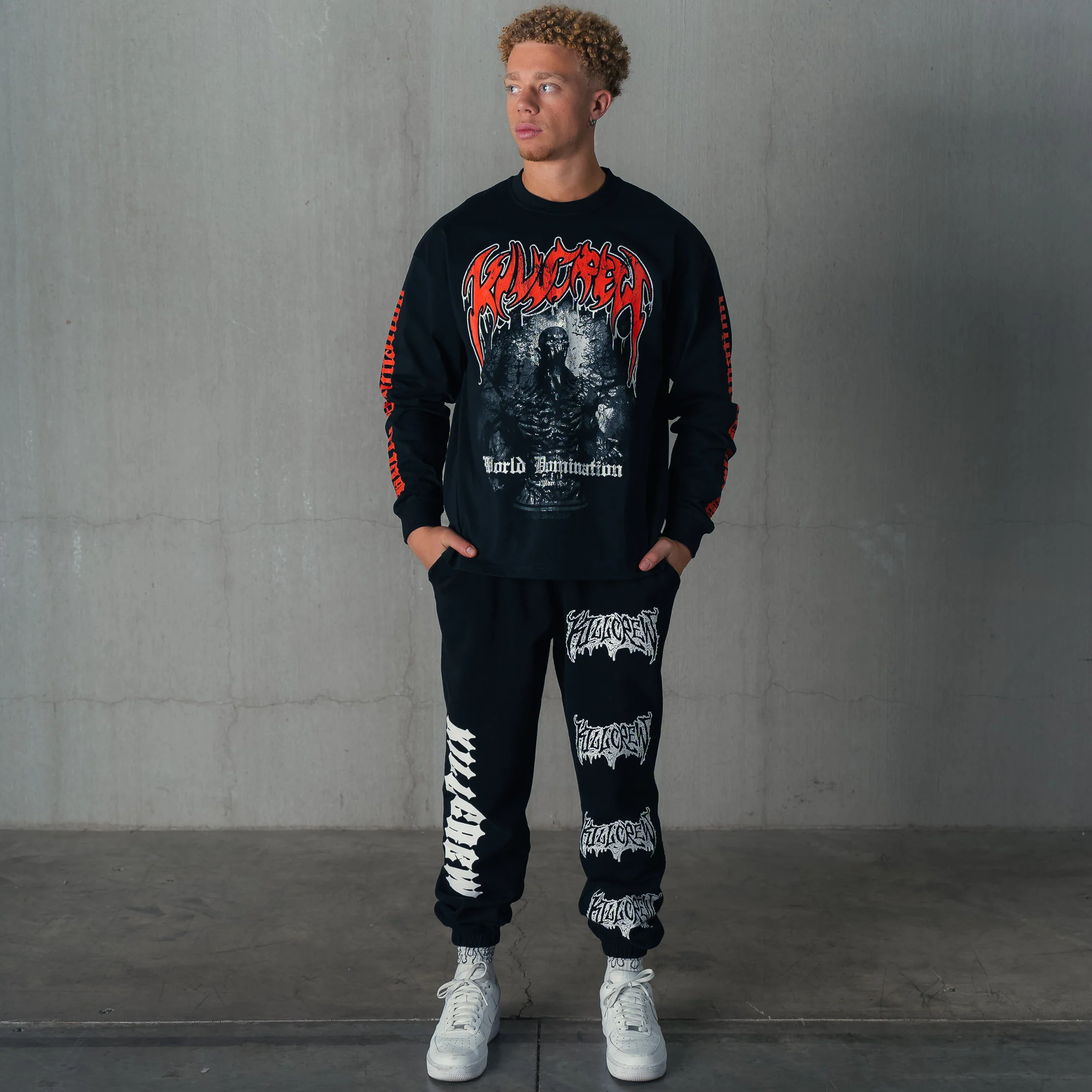 WORLD DOMINATION "GHOUL" LONG SLEEVE T-SHIRT - BLACK - Image 3