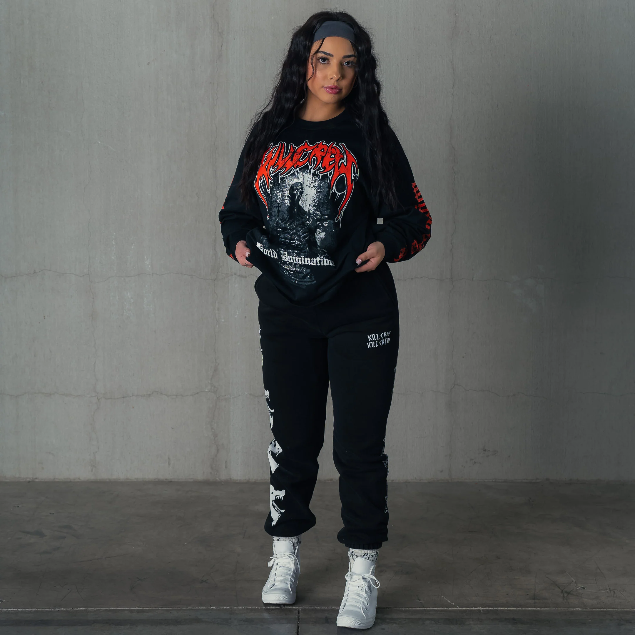WORLD DOMINATION "GHOUL" LONG SLEEVE T-SHIRT - BLACK - Image 4