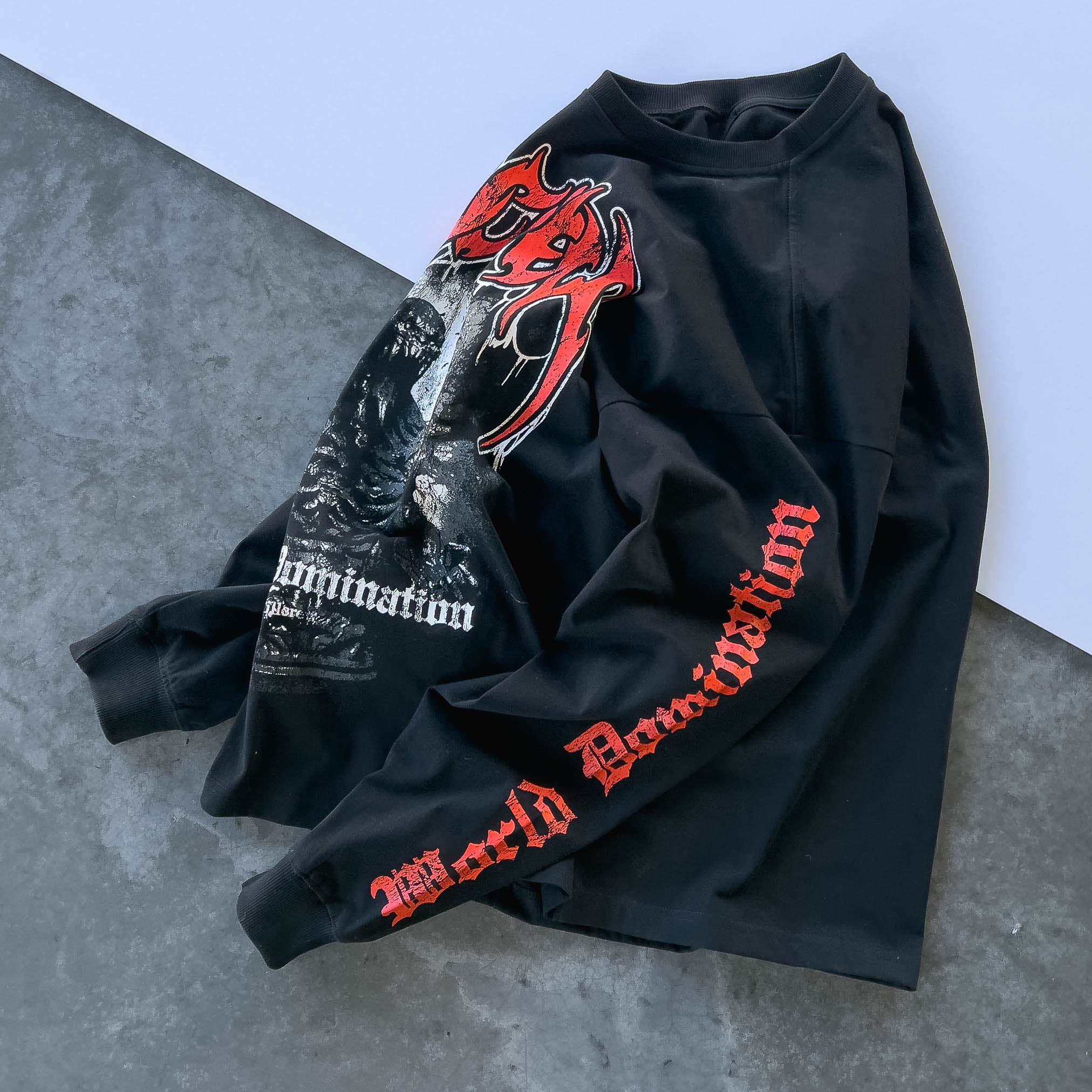 WORLD DOMINATION "GHOUL" LONG SLEEVE T-SHIRT - BLACK - Image 6
